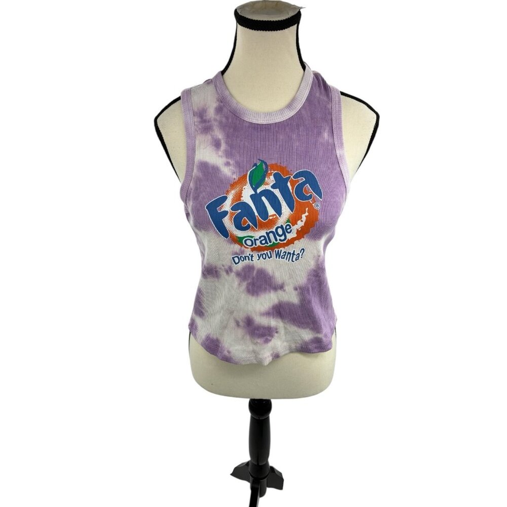 Coca Cola Womens XL Purple Tie Dye Fanta Orange Tank Top Graphic Sleeveless Tee